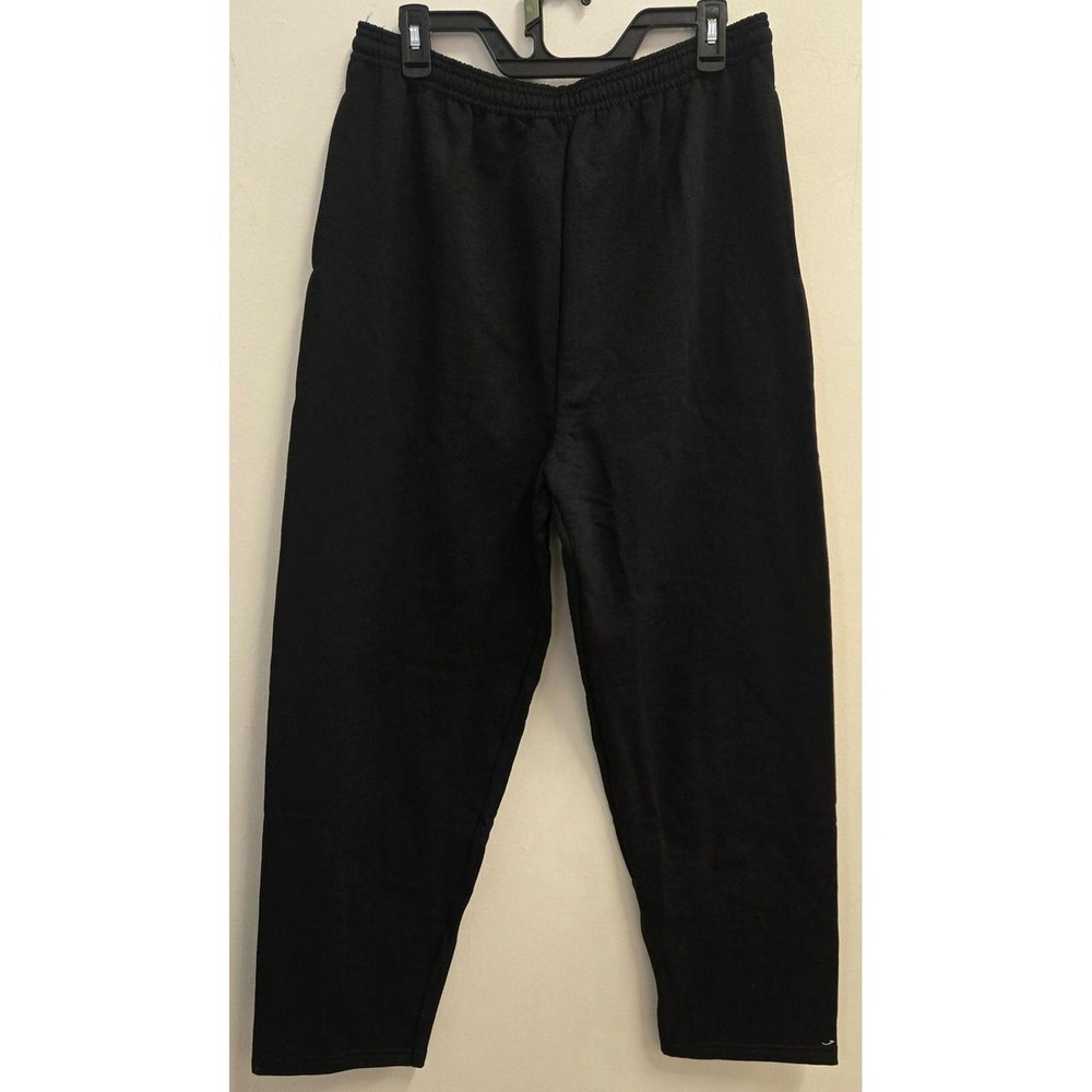 Hanes EcoSmart Mens Black Fleece Sweatpants Relaxed Fit Drawstring Size L